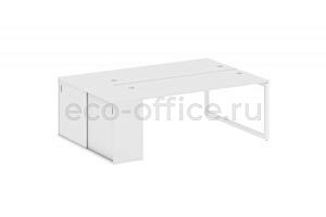 Рабочая станция с опорным шкафом-купе METAL SYSTEM QUATTRO 5x5 50БО.РС-СШК-1.5 Белый / Белый металл фото