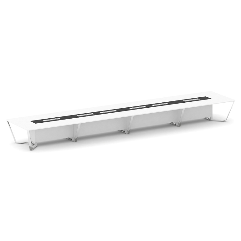 стол переговорный прямоугольный steel meet mm-pr.b.sp-24 белый бриллиант/графит глянец/нержавеющая сталь/хром фото
