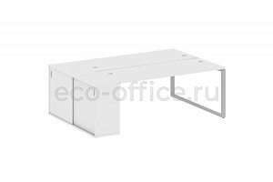 Рабочая станция с опорным шкафом-купе METAL SYSTEM STYLE БО.РС-СШК-1.5 Белый / Серый металл фото