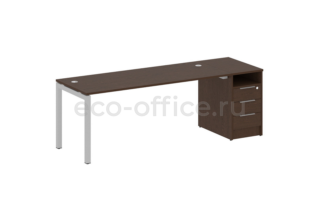 Рабочая станция с опорной тумбой METAL SYSTEM QUATTRO 5x5 50БП.РС-СТП-1.5 Венге Цаво / Серый металл купить в Москве