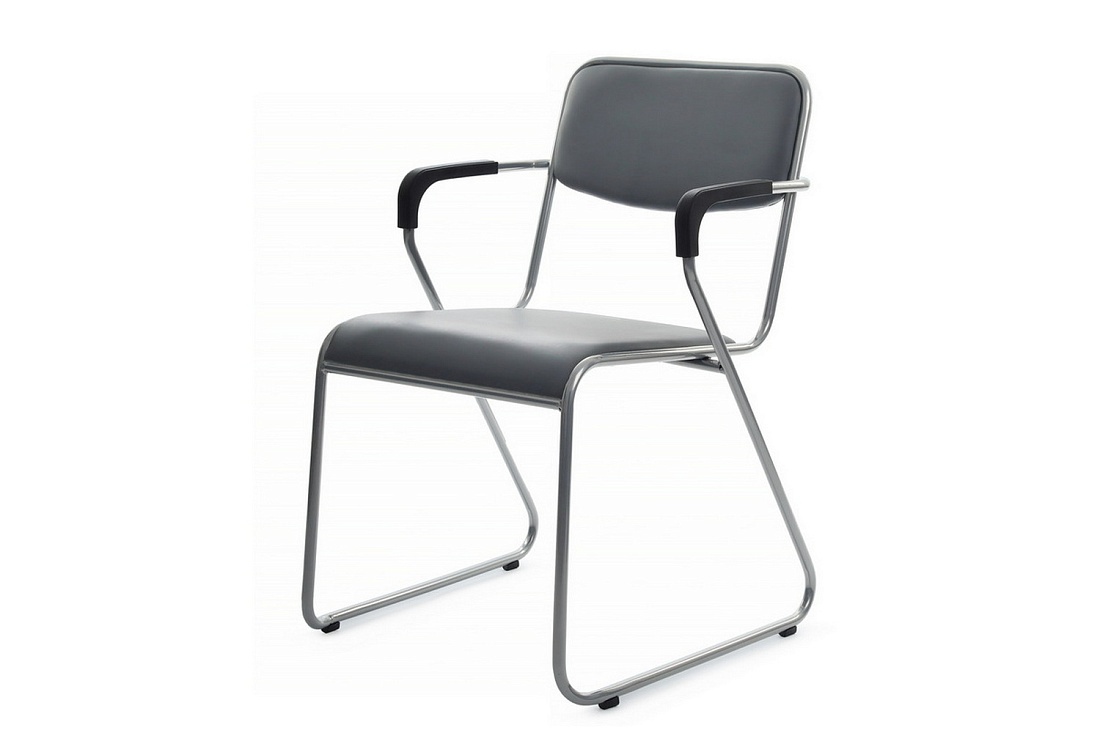 кресло rv chair nix plus omkl-03 серая экокожа / хром металл фото