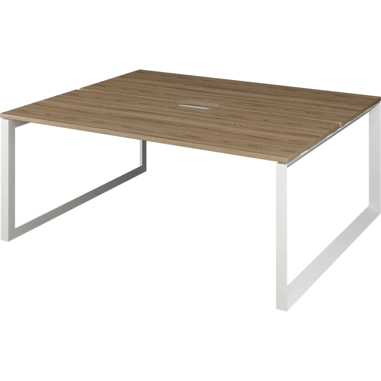 бенч двойной на 2 рабочих места на металлокаркасе protech нтмп.о.б2-180 дуб сафари/белый фото