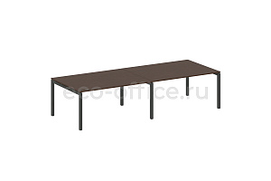 Стол переговорный (2 столешницы) METAL SYSTEM QUATTRO 5x5 50БП.ПРГ-2.4 Венге Цаво / Антрацит металл фото