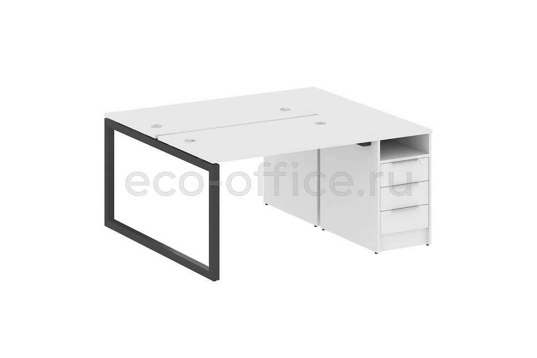 Рабочая станция с опорной тумбой METAL SYSTEM QUATTRO 5x5 50БО.РС-СТП-2.2 Белый / Антрацит металл  стоимость