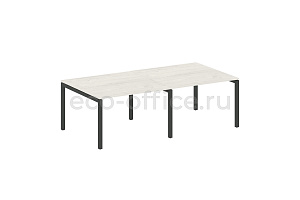 Стол переговорный (2 столешницы) METAL SYSTEM QUATTRO 5x5 50БП.ПРГ-2.2 Дуб Наварра / Антрацит металл фото