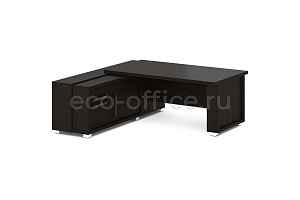 Стол руководителя с греденцией GRACE L-116 L Дуб Линдберг тёмный фото