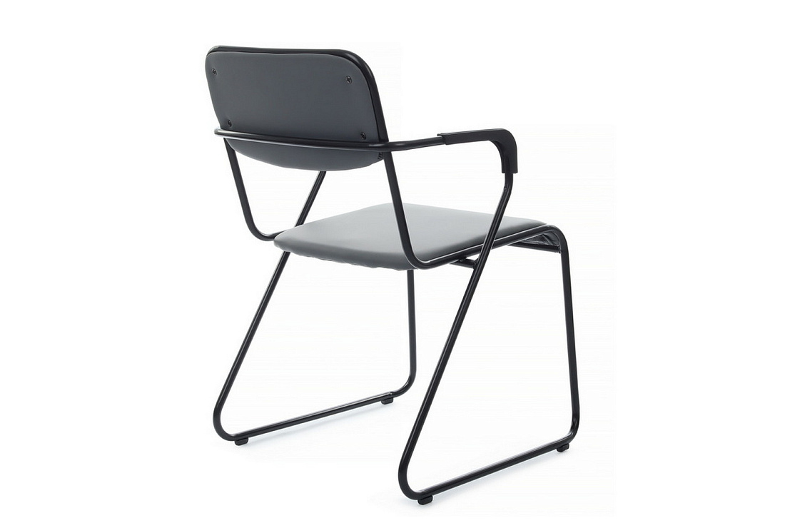 кресло rv chair nix plus omkl-03b серая экокожа / чёрный металл фото