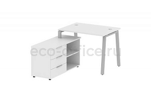 Рабочая станция с опорной тумбой METAL SYSTEM STYLE БА.РС-СТС-2.1 (L) Белый / Серый металл фото