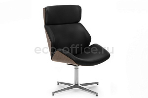 Кресло Profoffice CHARM HIGH WOOD LOUNGE Чёрная кожа фото