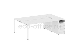 Рабочая станция с опорной тумбой METAL SYSTEM STYLE БП.РС-СТП-2.5 Белый / Белый металл фото