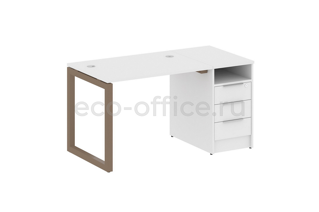 Рабочая станция с опорной тумбой METAL SYSTEM QUATTRO 5x5 50БО.РС-СТП-1.1 Белый / Мокко металл  стоимость
