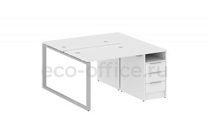 Рабочая станция с опорной тумбой METAL SYSTEM STYLE БО.РС-СТП-2.1 Белый / Серый металл фото