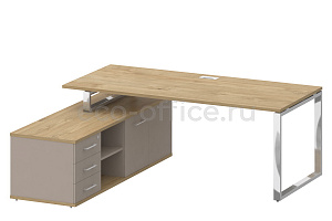 Стол руководителя c опорной греденцией SHIFT SK.SRG-200 (L) Тиквуд Светлый / Капучино фото