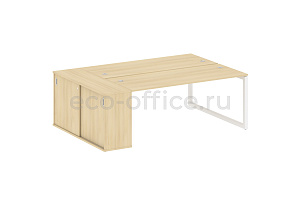 Рабочая станция с опорным шкафом-купе METAL SYSTEM QUATTRO 5x5 50БО.РС-СШК-1.5 Акация Лорка / Белый металл фото