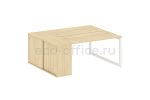Рабочая станция с опорным шкафом-купе METAL SYSTEM QUATTRO 5x5 50БО.РС-СШК-1.3 Акация Лорка / Белый металл фото