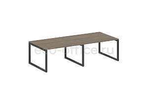 Стол переговорный (2 столешницы) METAL SYSTEM QUATTRO 5x5 50БО.ПРГ-2.3 Вяз Благородный / Антрацит металл фото