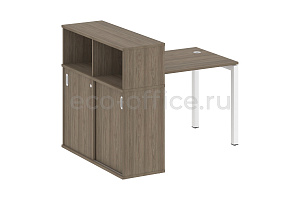 Стол письменный с опорным шкафом-купе METAL SYSTEM QUATTRO 5x5 50БП.РС-СШК-3.1 Вяз Благородный / Белый металл фото