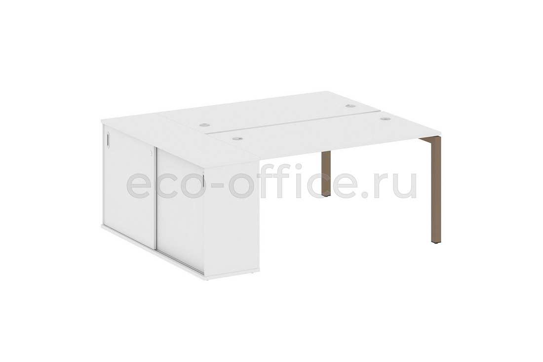 Рабочая станция с опорным шкафом-купе METAL SYSTEM QUATTRO 5X5 50БП.РС-СШК-1.3 Белый / Мокко металл купить в Москве