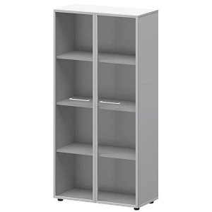 Шкаф высокий со стеклом в ал. рамке Protech СМШ48RS(Б) Белый фото