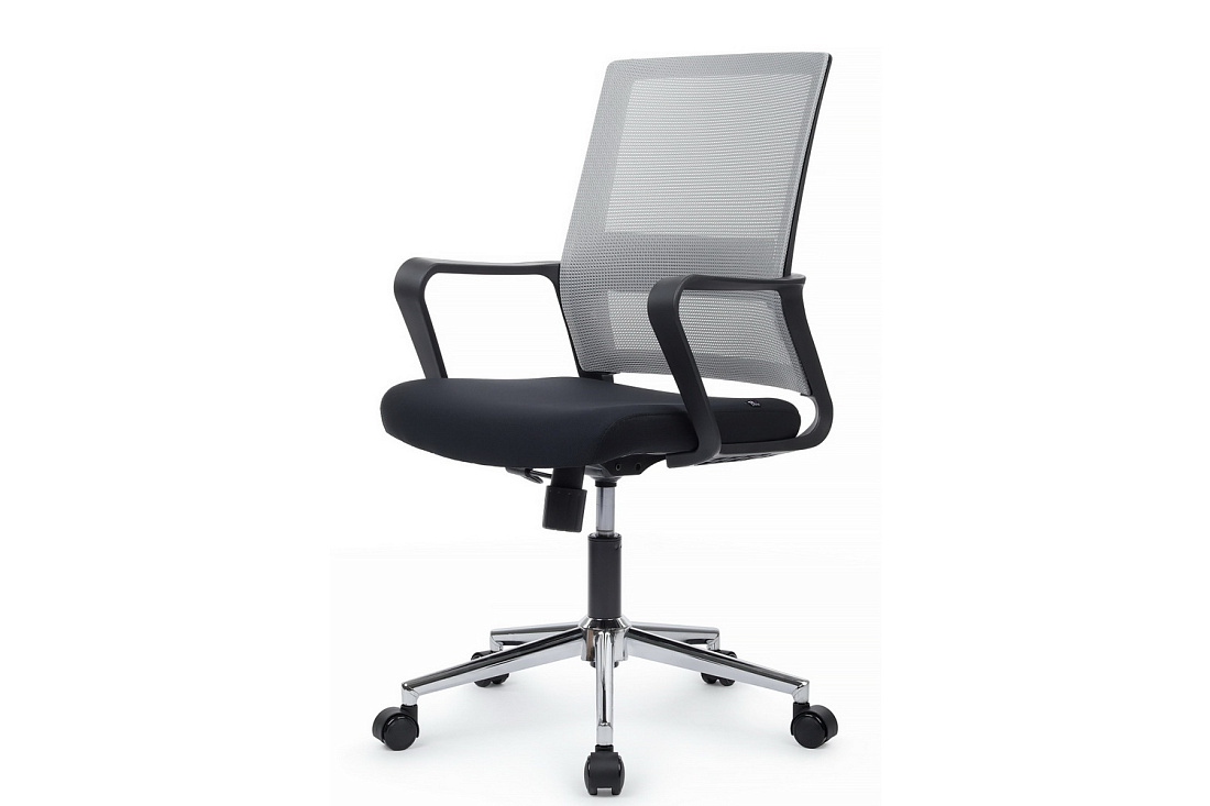 кресло rv chair mint m1029mbe серая сетка / чёрная ткань фото