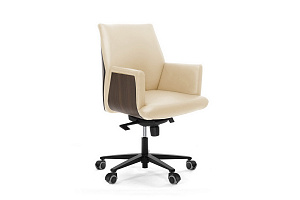 Кресло руководителя Profoffice ЗЕВС Б ZEUS/B BlackUE NUT Ivory 22042 soft Орех / Бежевая кожа фото