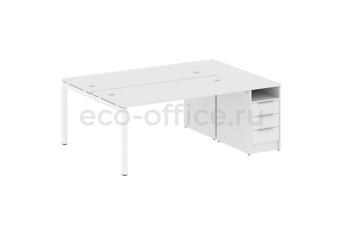 Рабочая станция с опорной тумбой METAL SYSTEM QUATTRO 5x5 50БП.РС-СТП-2.4 Белый / Белый металл купить в Москве