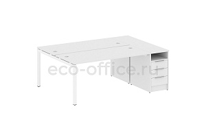 Рабочая станция с опорной тумбой METAL SYSTEM QUATTRO 5x5 50БП.РС-СТП-2.4 Белый / Белый металл фото