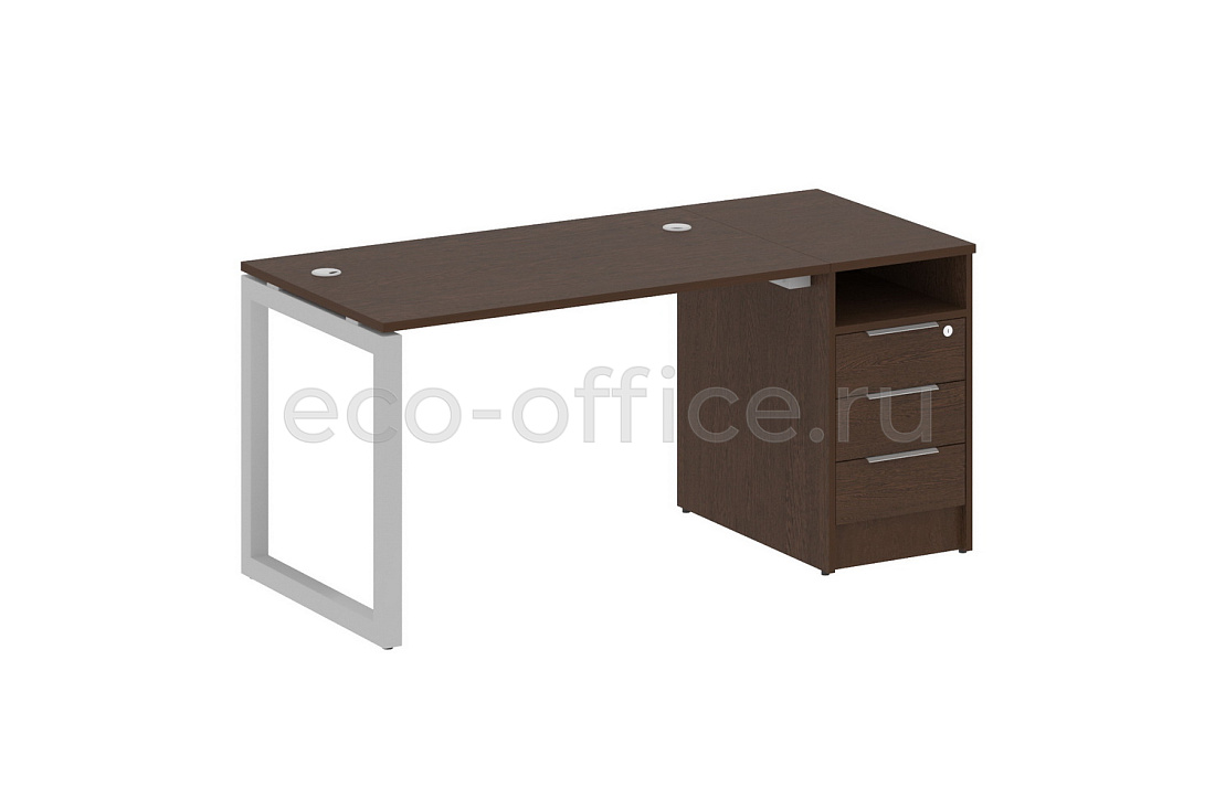 Рабочая станция с опорной тумбой METAL SYSTEM QUATTRO 5x5 50БО.РС-СТП-1.2 Венге Цаво / Серый металл  стоимость