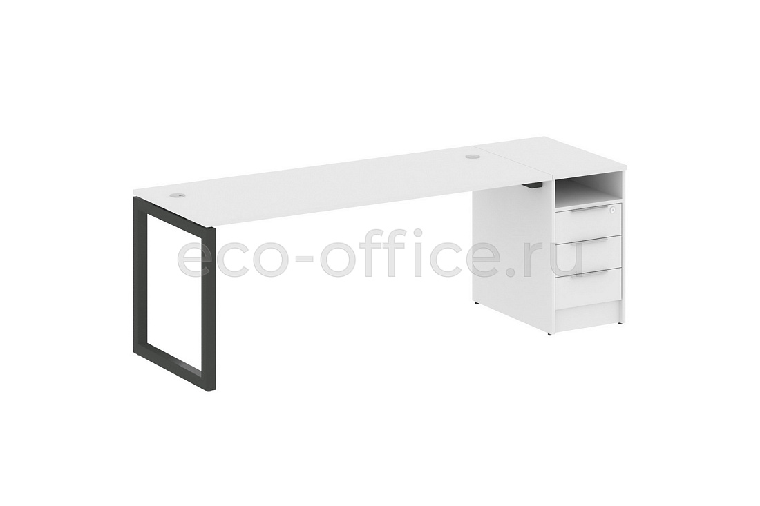 Рабочая станция с опорной тумбой METAL SYSTEM QUATTRO 5x5 50БО.РС-СТП-1.5 Белый / Антрацит металл  стоимость