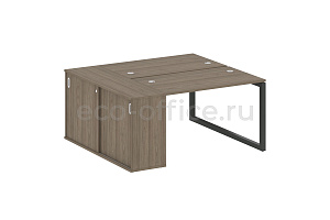 Рабочая станция с опорным шкафом-купе METAL SYSTEM QUATTRO 5x5 50БО.РС-СШК-1.2 Вяз Благородный / Антрацит металл фото