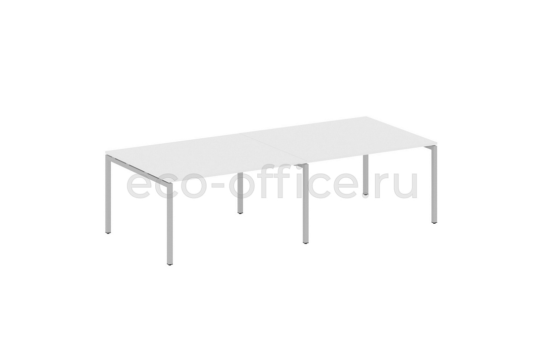Стол переговорный (2 столешницы) METAL SYSTEM QUATTRO 4x4 40БП.ПРГ-2.3 Белый / Серый металл  стоимость