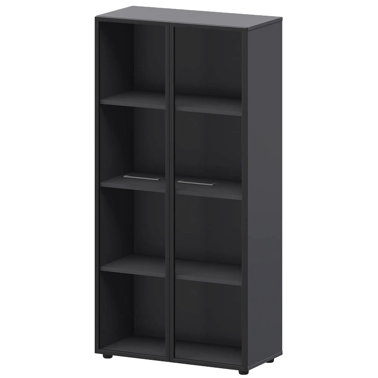 шкаф высокий со стеклом в ал. рамке protech смш48rs графит фото