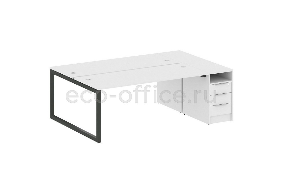 Рабочая станция с опорной тумбой METAL SYSTEM QUATTRO 5x5 50БО.РС-СТП-2.5 Белый / Антрацит металл  стоимость