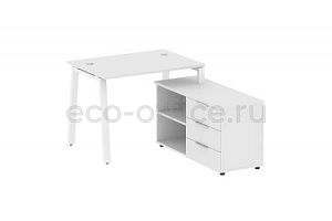 Рабочая станция с опорной тумбой METAL SYSTEM STYLE БА.РС-СТС-2.1 (R) Белый / Белый металл фото