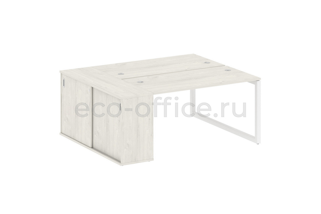 Рабочая станция с опорным шкафом-купе METAL SYSTEM QUATTRO 5x5 50БО.РС-СШК-1.3 Дуб Наварра / Белый металл  стоимость