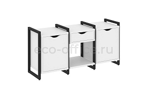 Тумба на колесных опорах наборная LOFT VR.L-TN-7.K Белый Бриллиант / Чёрный металл фото