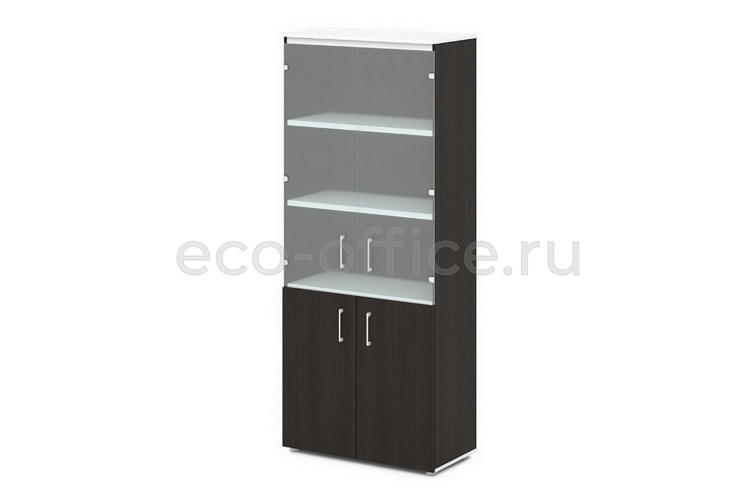 Шкаф для документов со стеклом SENTIDA S-614 Белый / Дуб Честерфилд  стоимость