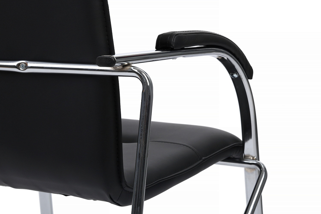 конференц-кресло rv chair самба на гальванических опорах smb-01h чёрная экокожа фото
