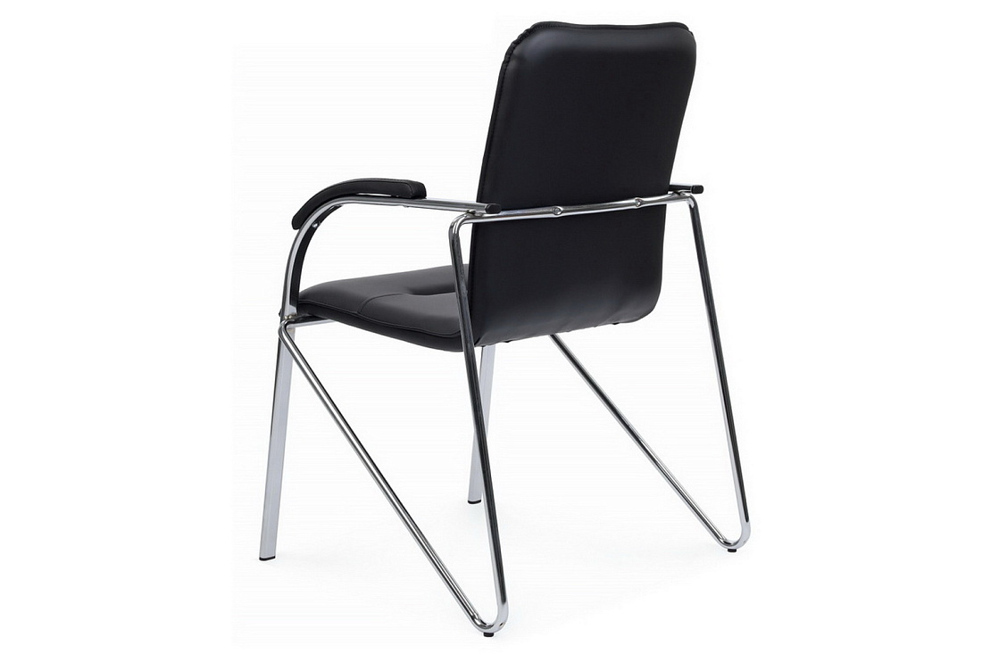 конференц-кресло rv chair самба на гальванических опорах smb-01h чёрная экокожа фото