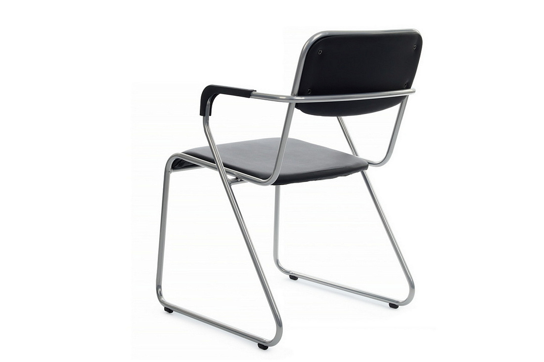 кресло rv chair nix plus omkl-03 чёрная экокожа / хром металл фото