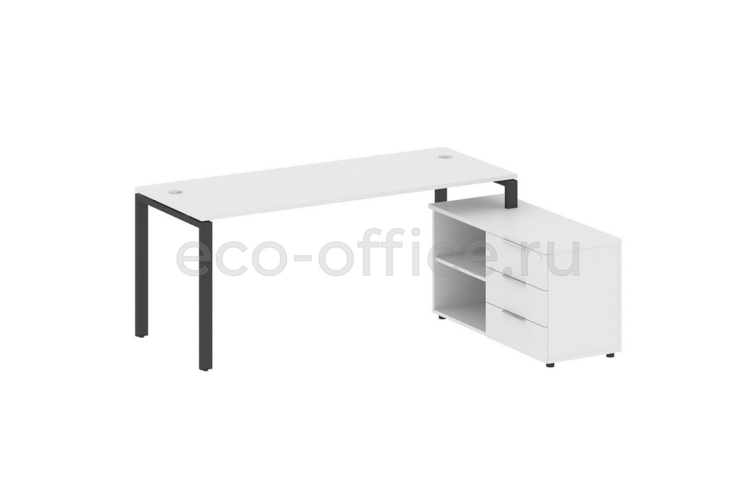 Рабочая станция с опорной тумбой METAL SYSTEM STYLE БП.РС-СТС-2.5 (R) Белый / Антрацит металл  стоимость