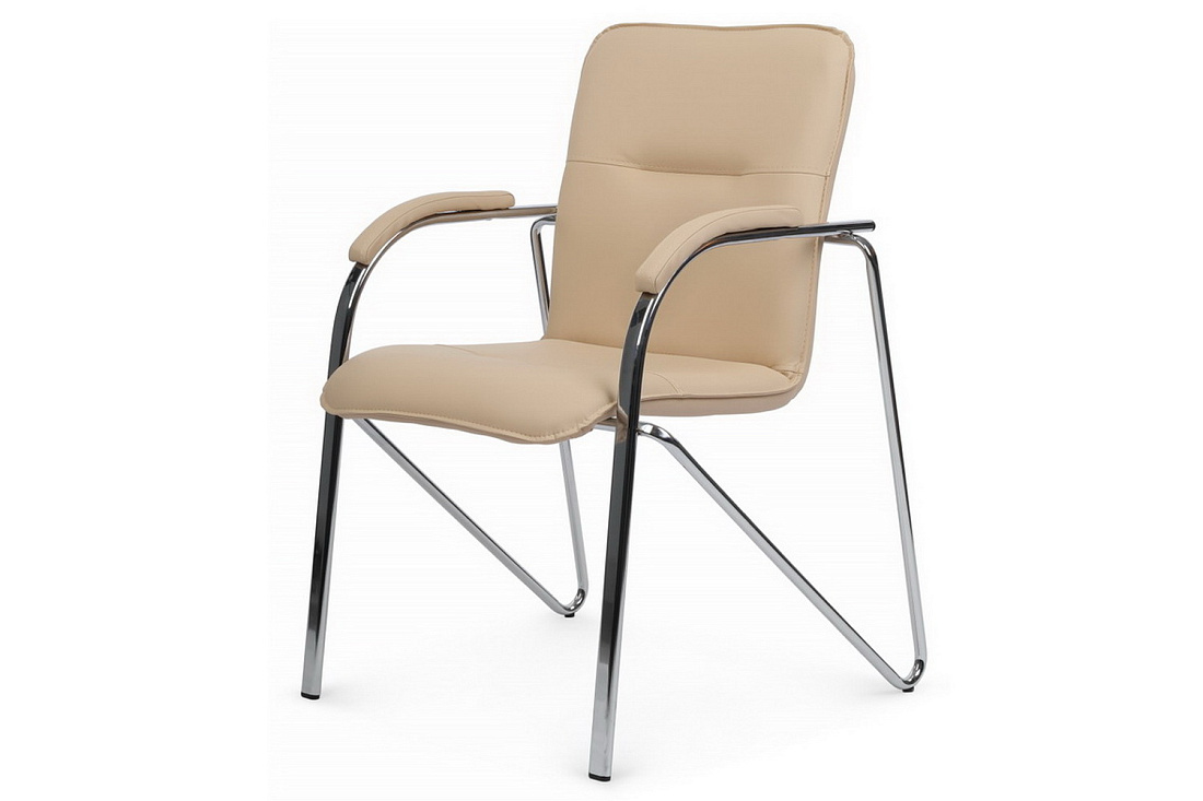 конференц-кресло rv chair самба на гальванических опорах smb-01h бежевая экокожа фото