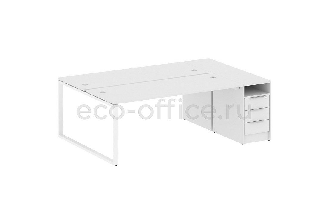 Рабочая станция с опорной тумбой METAL SYSTEM STYLE БО.РС-СТП-2.5 Белый / Белый металл  стоимость