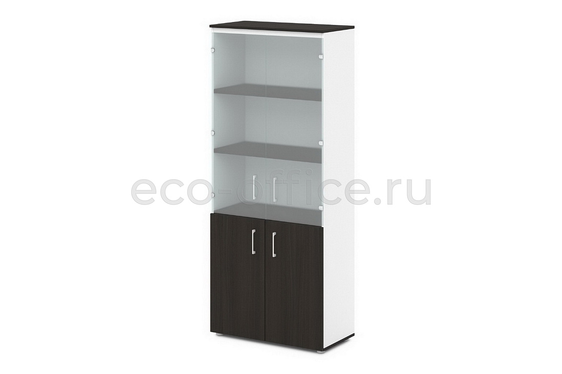 Шкаф для документов со стеклом SENTIDA S-614 Дуб Честерфилд / Белый / Дуб Честерфилд  стоимость