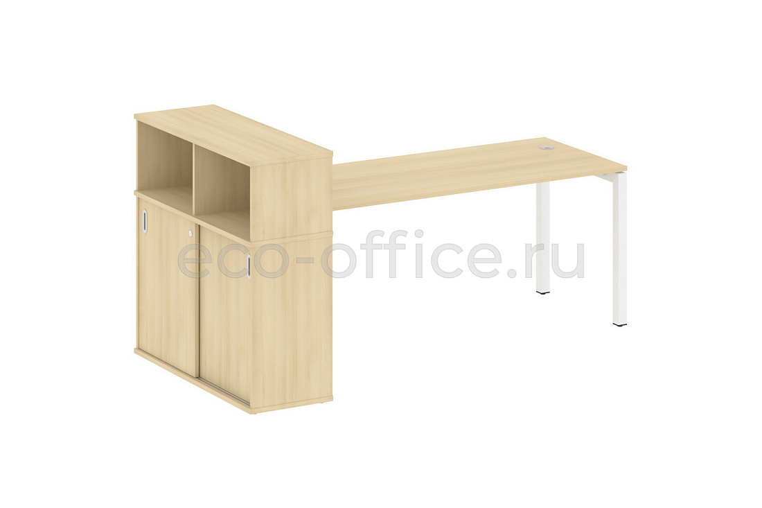 Стол письменный с опорным шкафом-купе METAL SYSTEM QUATTRO 5x5 50БП.РС-СШК-3.5 Акация Лорка / Белый металл купить в Москве