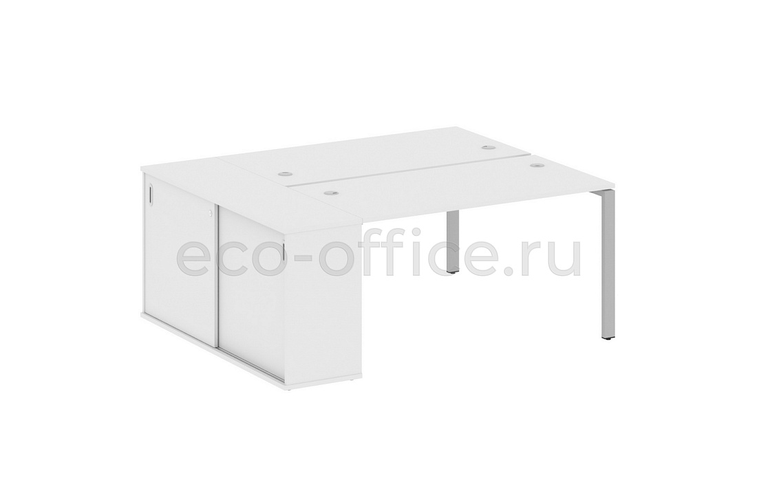 Рабочая станция с опорным шкафом-купе METAL SYSTEM STYLE БП.РС-СШК-1.3 Белый / Серый металл  стоимость