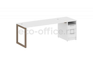 Рабочая станция с опорной тумбой METAL SYSTEM QUATTRO 5x5 50БО.РС-СТП-1.5 Белый / Мокко металл фото