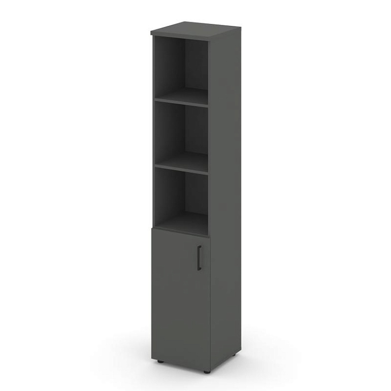 шкаф высокий узкий style project sn.stu.e-101(l) антрацит/черный ручки фото