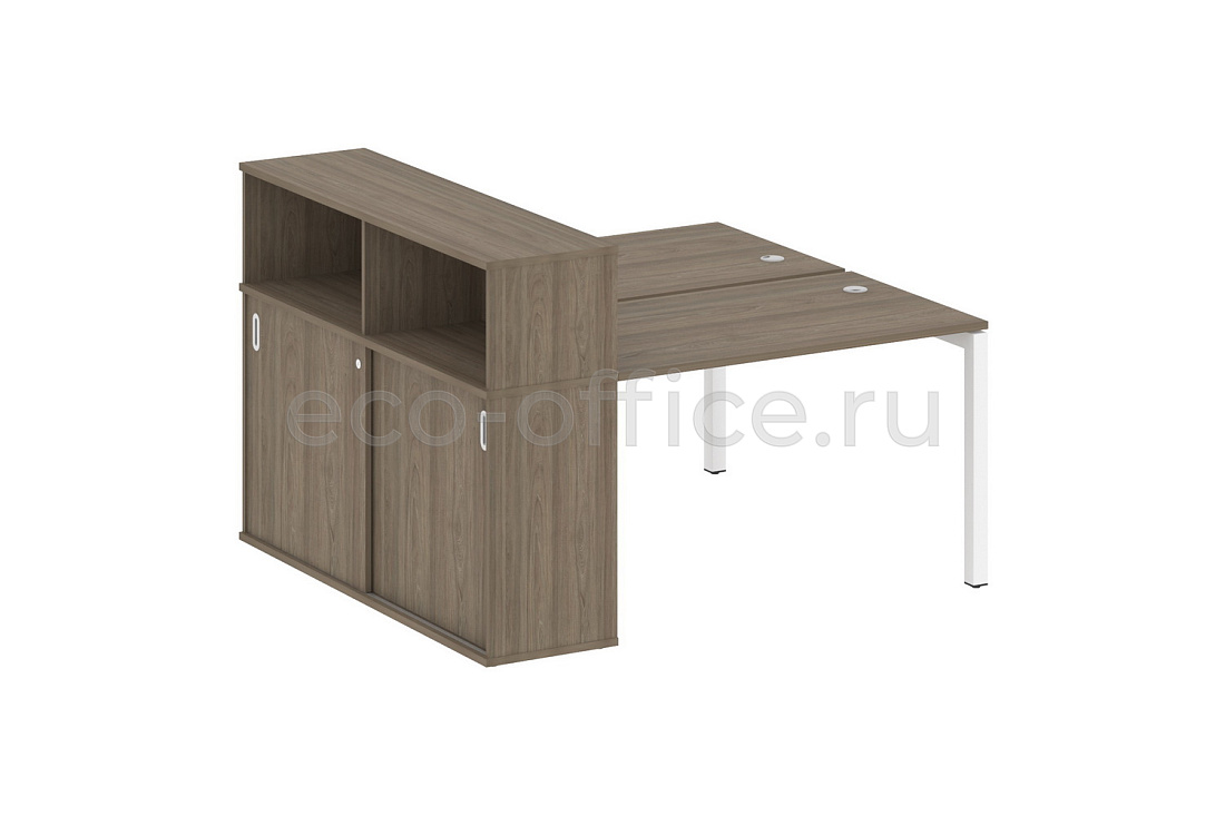 Рабочая станция с опорным шкафом-купе METAL SYSTEM QUATTRO 5x5 50БП.РС-СШК-2.2 Вяз Благородный / Белый металл купить в Москве
