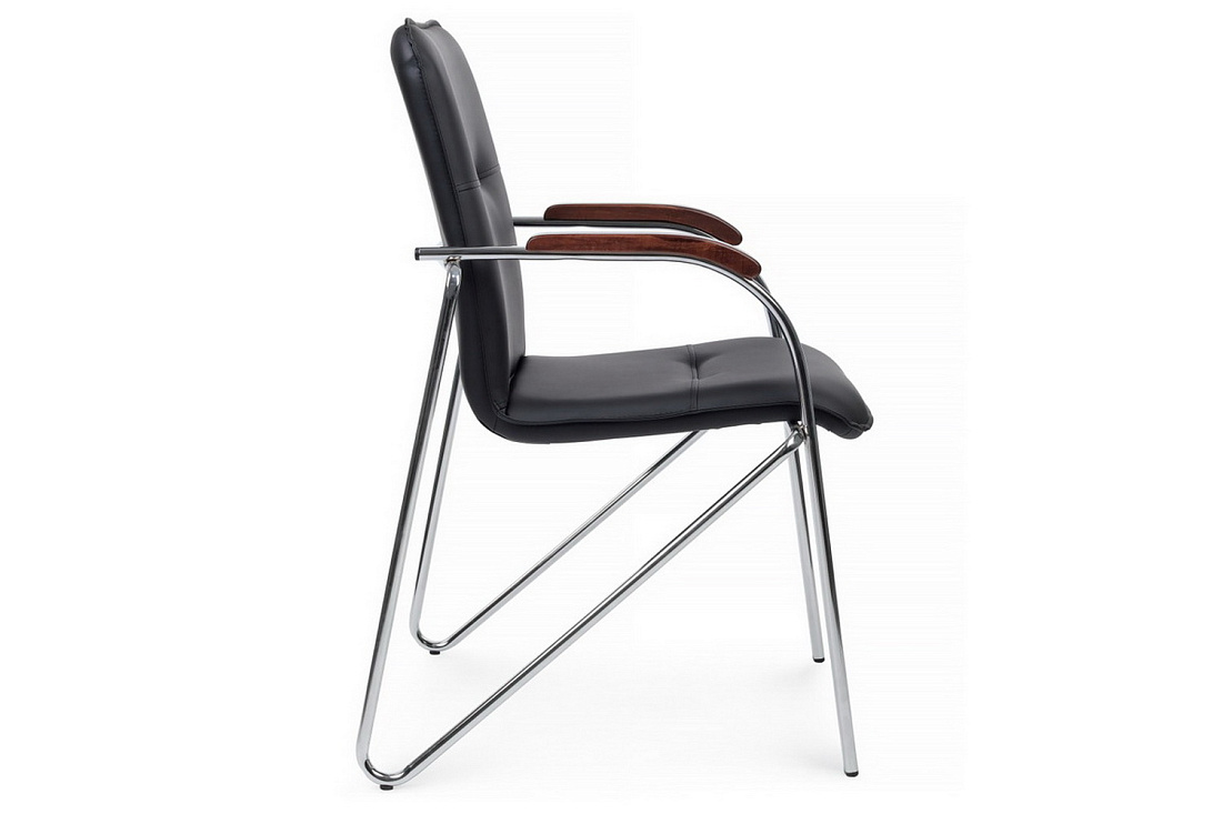 конференц-кресло rv chair самба на гальванических опорах smb-02h чёрная экокожа фото